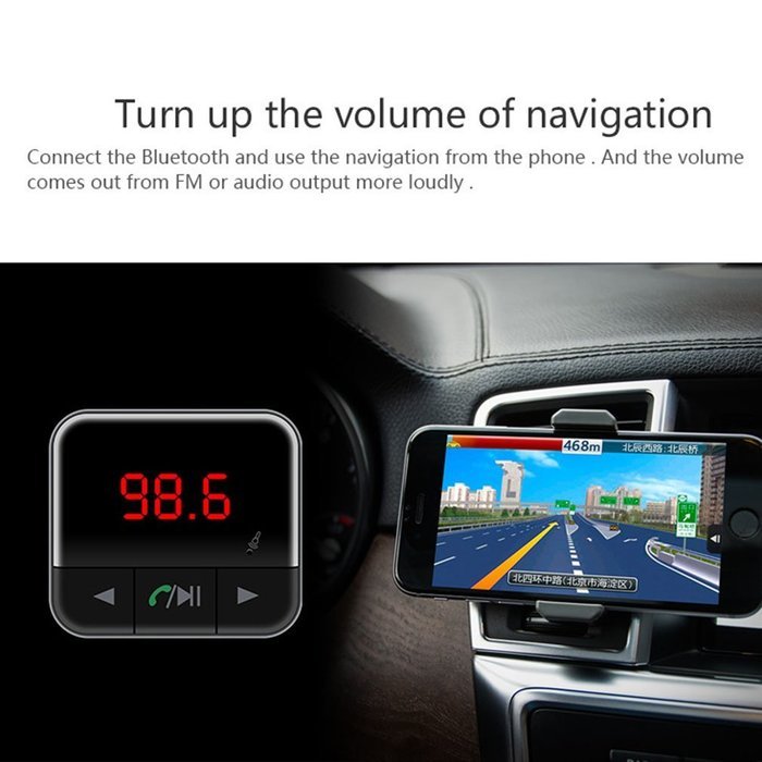 Car Bluetooth Charger, LESHP 4.0 Car Music FM Player Dual USB Charger Support APP Control N6
