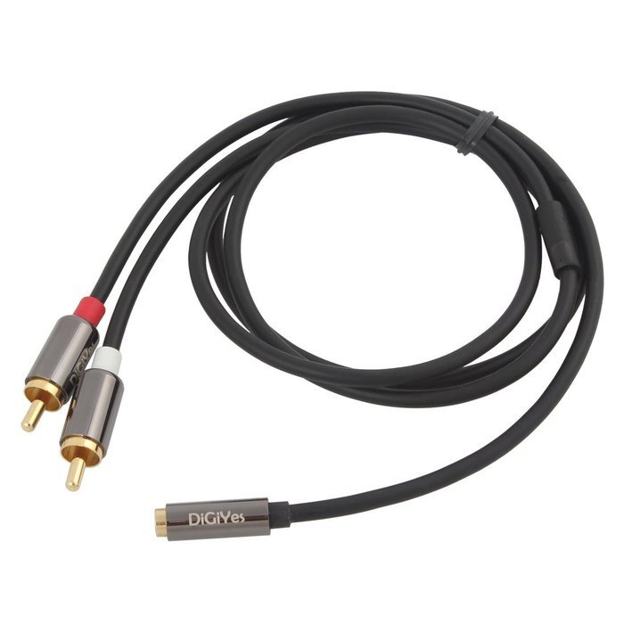 DiGiYes&reg; 3.28 Feet（1M) 3.5mm Female to 2RCA Male Stereo Audio Adapter Cable Gold Plated for Smartphones / MP3... N3