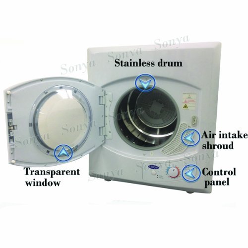 Sonya Portable Compact Small Laundry Dryer Apartment Size 110vstainless Steel Drum Transparent Lid 8.8lbs Capacity... N4