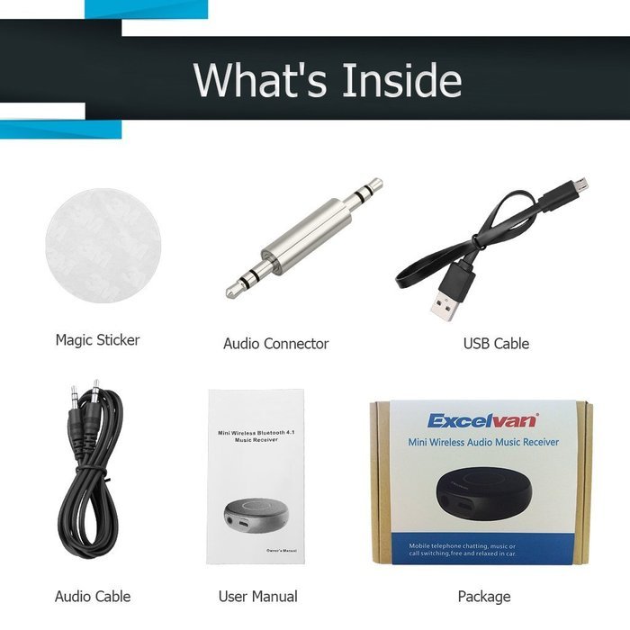 Excelvan BT15 Wireless Bluetooth 4.1 Multipoint Connection Audio Music Receiver with 3.5mm AUX Port and Hands... N6