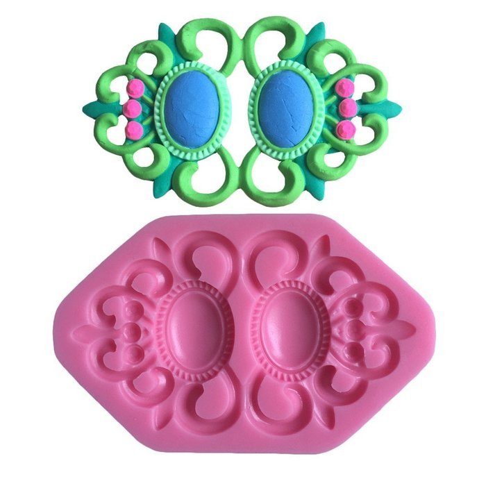 LYNCH Gem Brooch Shape Silicone Cake Mold 3D Polymer Clay Tools,Pink N7