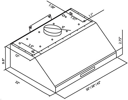 CAVALIERE 42" Under Cabinet / Wall Mounted Stainless Steel Kitchen Range Hood w/Remote Control 900 CFM AP238-PS61-42 N5