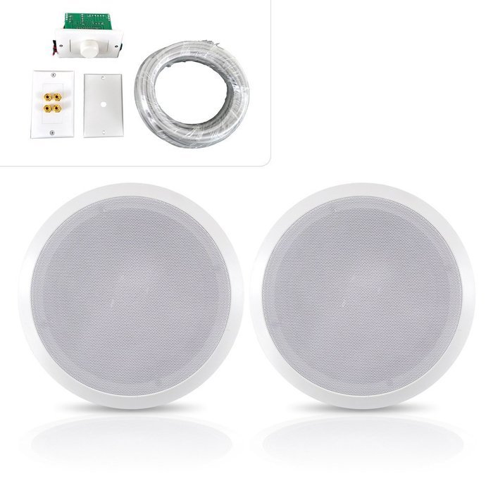 Pyle Home PHSKIT8 300-Watt 8-Inch Dual In-Ceiling Speaker /Volume Control/Speaker Wall Plate/Wiring Combo Speaker... N8