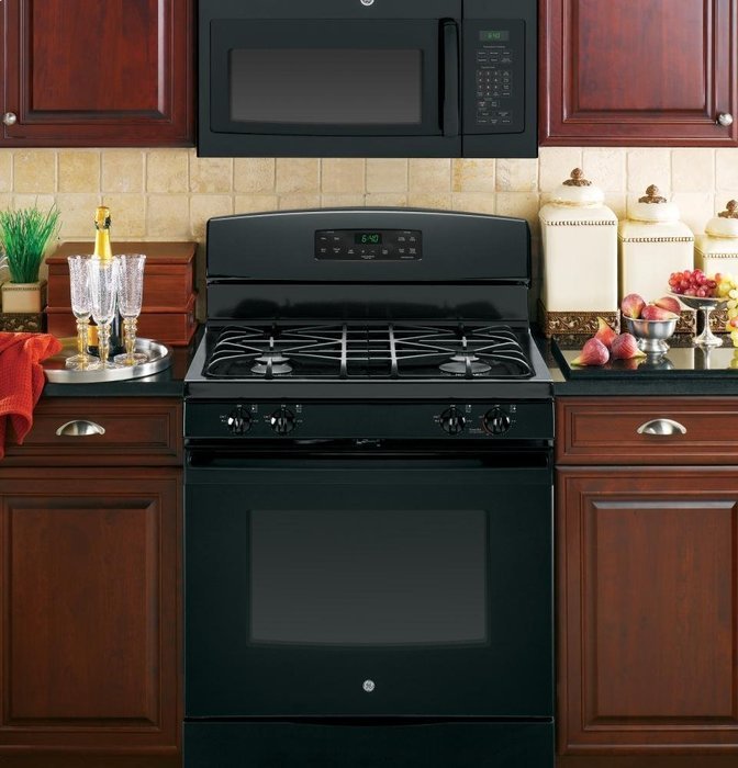 GE JGB640DEFBB 30" Black Gas Sealed Burner Range N8