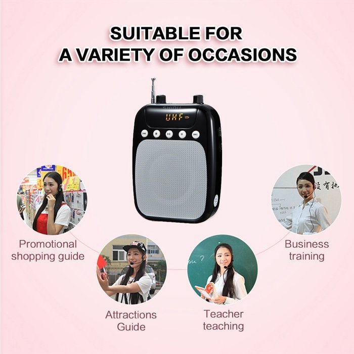 UHF Wireless Voice Amplifier, ResponseBridge SD-S318F 10W FM Voice Amplifier with 2600mAh Rechargeable Lithium... N5