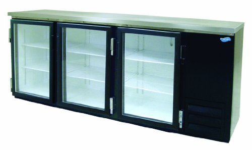 Back Bar Bottle Coolers, Refridgerant, 3 Glass Doors with 6 Shelves, 26 Cubic Feet