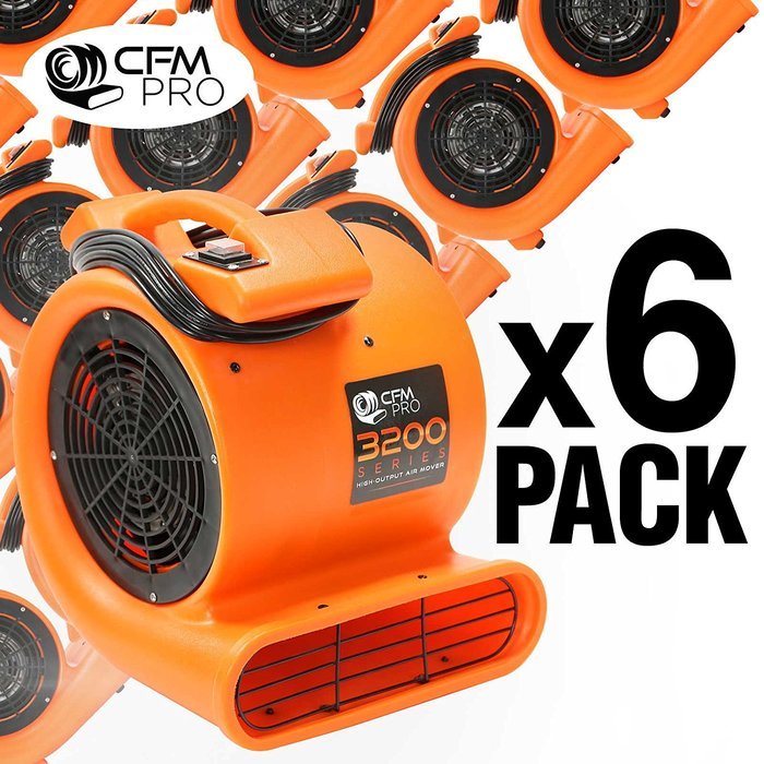 CFM PRO 3,200 Series Air Mover & Carpet Dryer Blower Fan - Package of 6