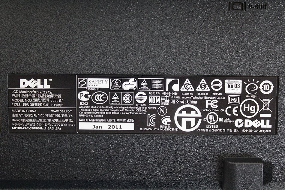 Dell E190SF 19" Fullscreen LCD Monitor N5