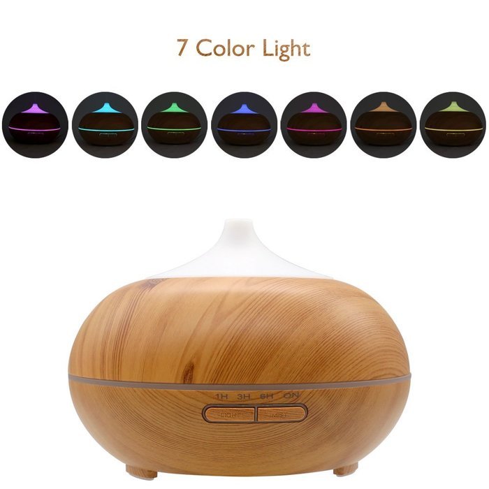 Essential Oil Diffuser, SCOPOW 300ml Wood Grain Cool Mist Aroma Diffuser with [ Timer, Auto Shut-off, 7 Colors... N3