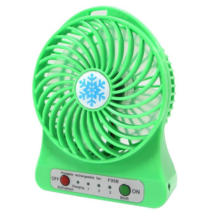 ReFeng Personal Battery Operated Fan Rechargeable with LED Light, Quiet (Green)