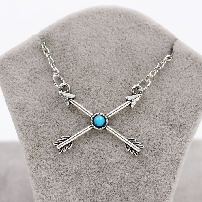 Retro Women Cupid Match-Up Antique Silver Stone Pendant Bib Statment Necklace
