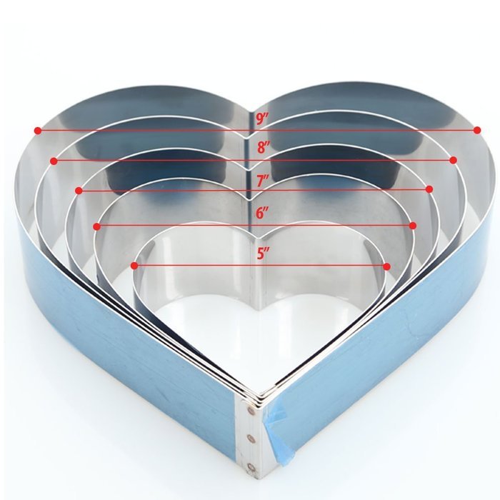 Hanason Stainless Steel Rings Hart Molding Plating Forming Cake Mousse Rings 5pcs N2