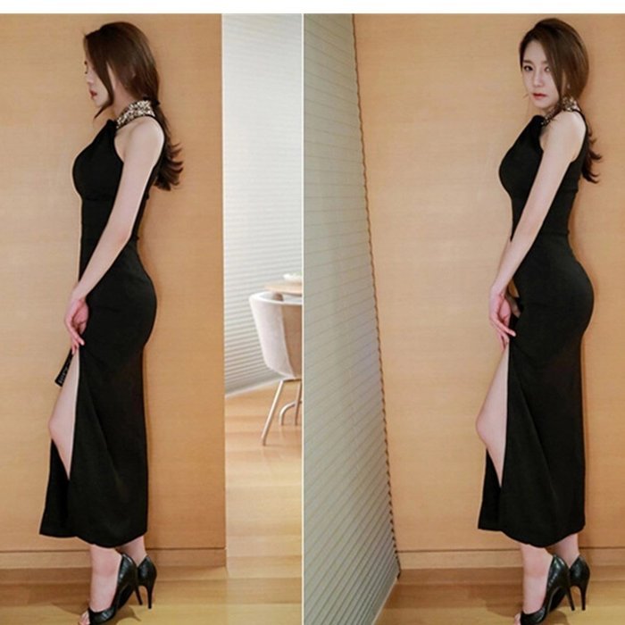 EVTECH(TM) Summer women's Slim Sleeveless Twisted Front Halter Top Strapless Ladies Long dress - White/L