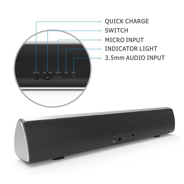 KZY TWS(True Wireless Stereo) Mini Soundbar with 3 Sound Effects, 66-Foot Bluetooth Range & Touch Keys Blutooth... N5