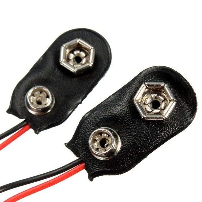 Hosyl I Type Faux Leather Shell 2 Wired 9V Battery Clip Connector 10 Pieces Pack N3