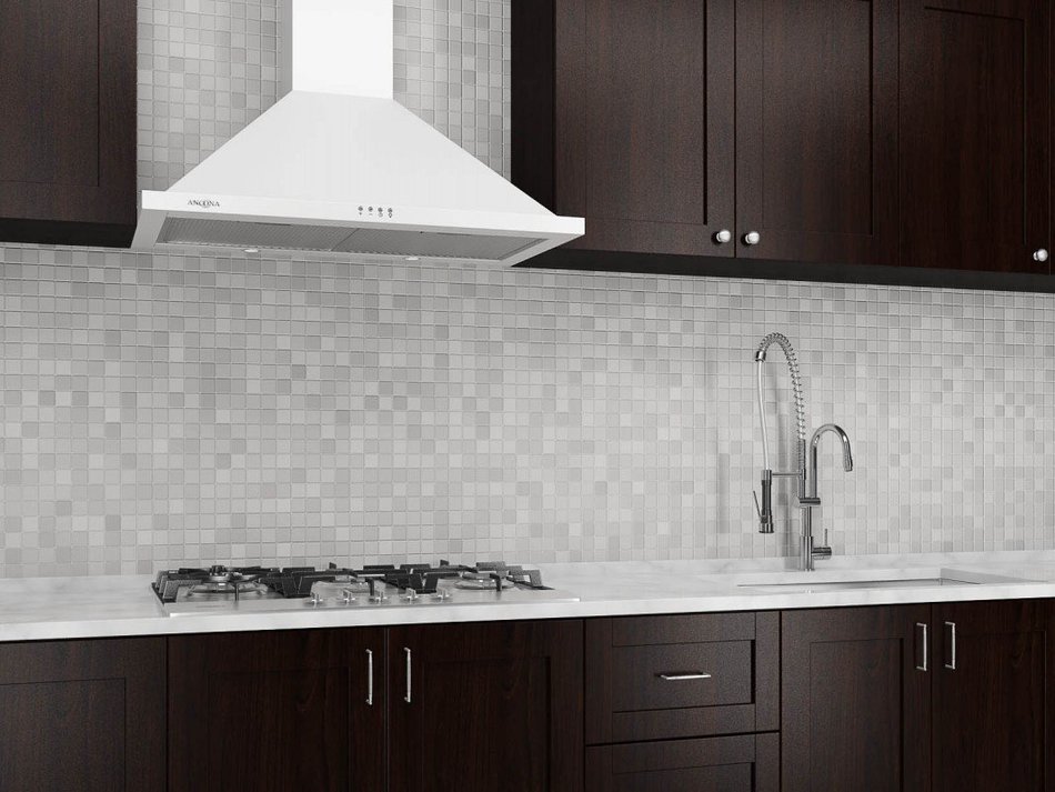 Ancona White Pyramid 450 CFM Wall Mount Range Hood, 30-Inch N2