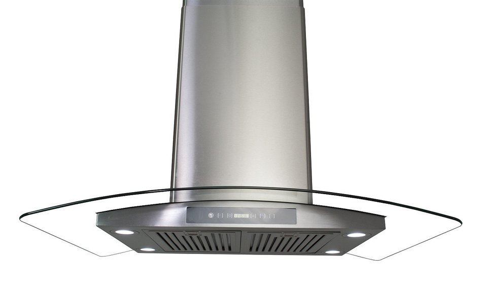 Golden Vantage Stainless Steel 36" Euro Style Ventless/Ductless Island Mount Remote Range Hood LED Screen GVAIS3... N2