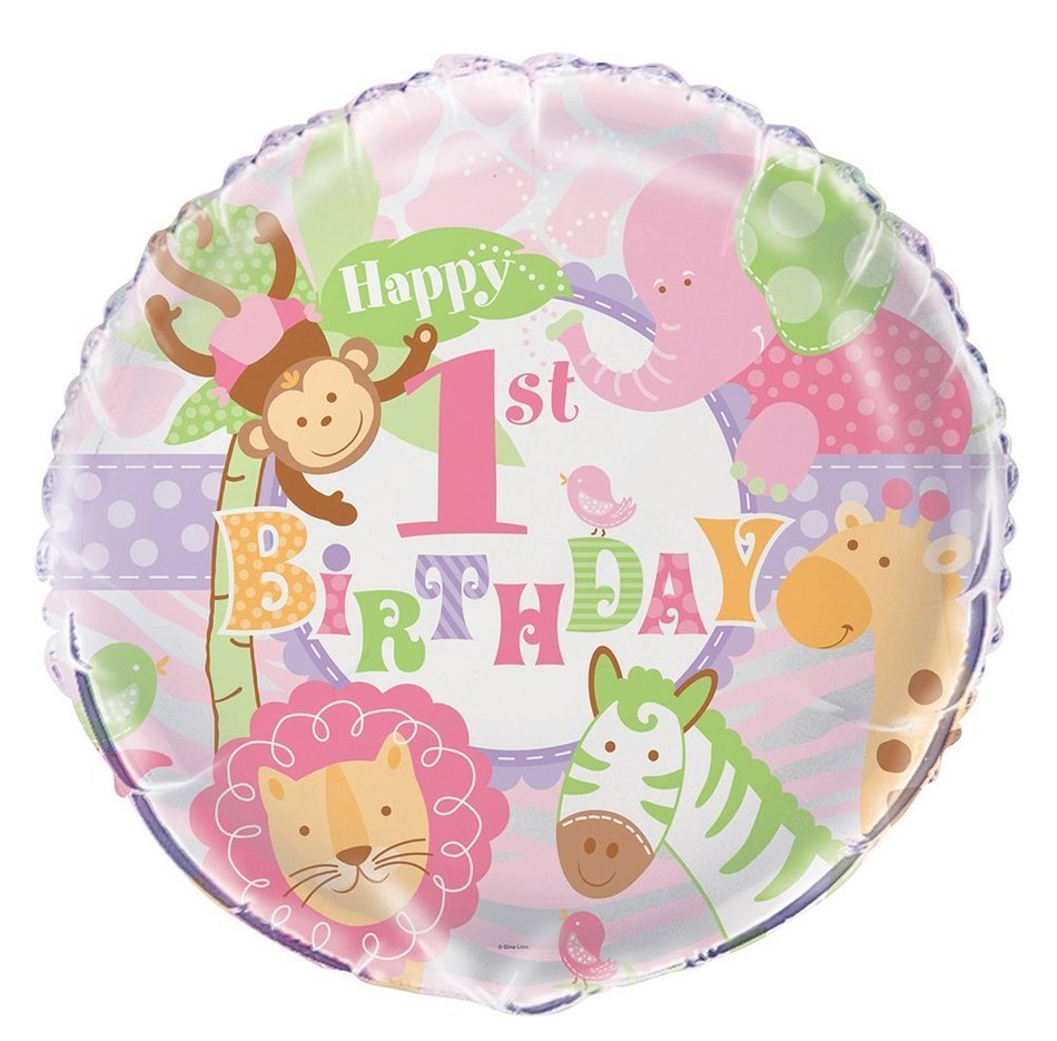 Pink Safari First Birthday Party Blowers, 8ct N22