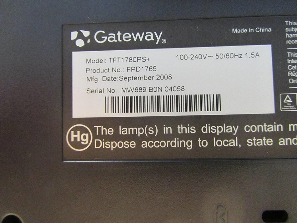 TFT1780PS+ Gateway TFT1780PS+ GATEWAY TFT1780PS+ N3