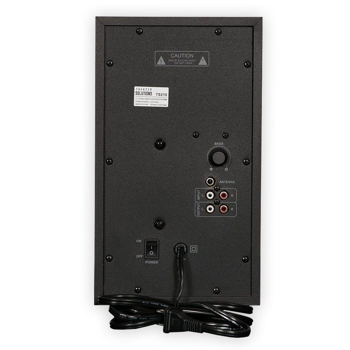 Theater Solutions TS215 Home 2.1 Speaker System with Bluetooth FM Tuner USB and 2 Ext. Cables N6