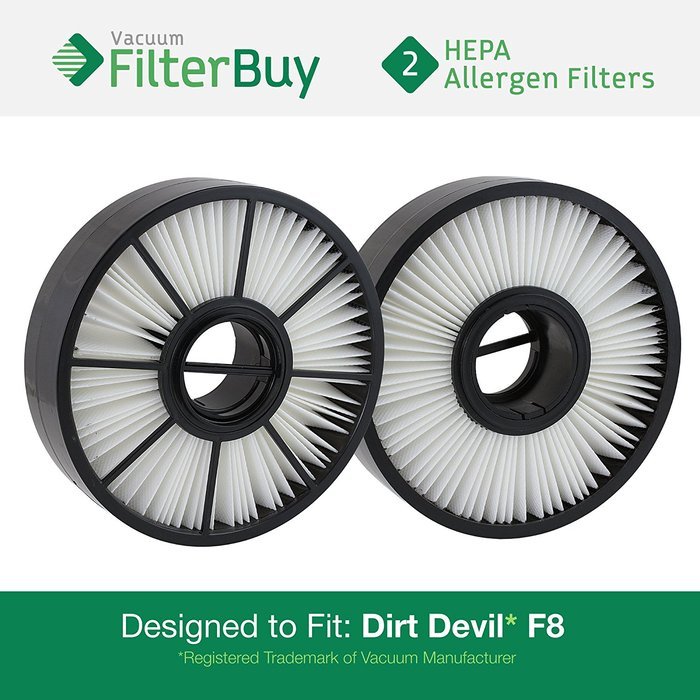 2 - Dirt Devil F8 (F-8) HEPA Replacement Filter, Part # 3UD0280001. Designed by FilterBuy to fit Dirt Devil Ultra...