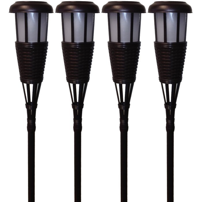 Newhouse Lighting Solar Flickering LED Tiki Torches, Dark Chocolate, 2-Pack