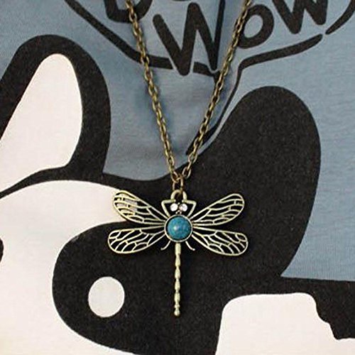 Vintage Dragonfly Rhinestone Crystal Necklace Pendant Jewelry Women's Lady N2