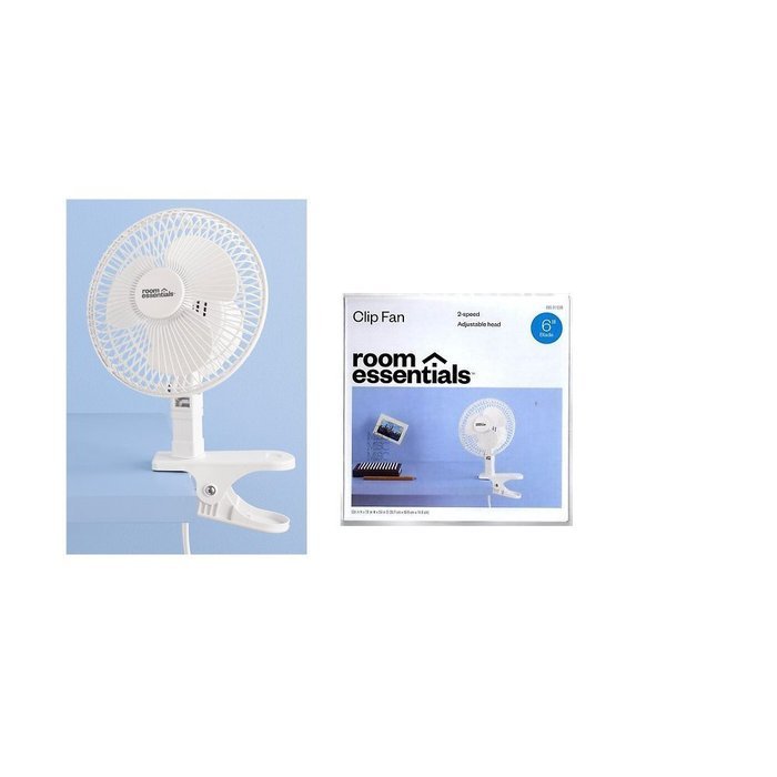 2- Speed Clip Fan, 6 Inch, White, Adjustable Head