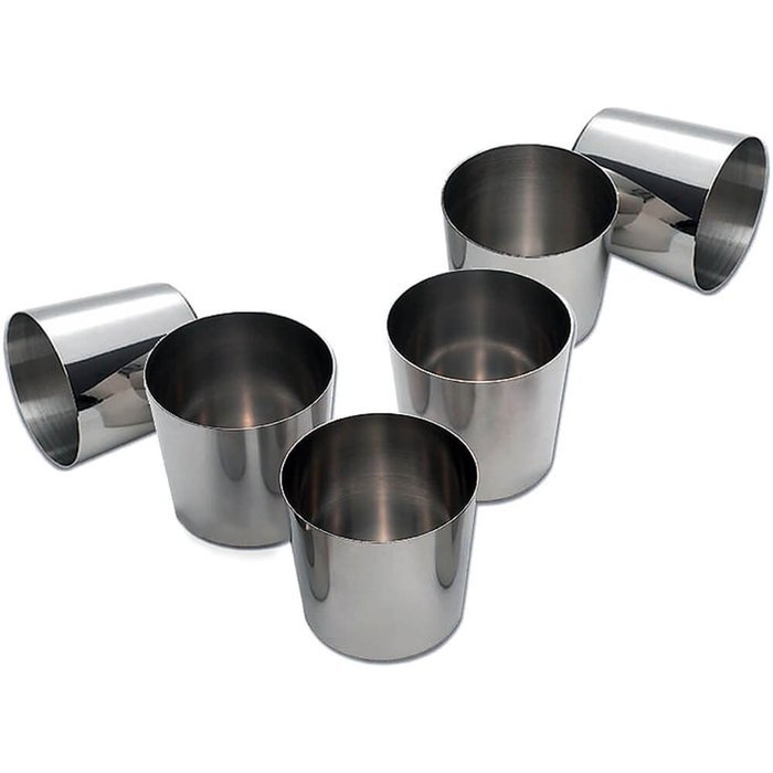 Matfer Bourgeat Stainless Steel Dariole Or Baba Cake Mold, 2.5" Diam., 6PK 342478