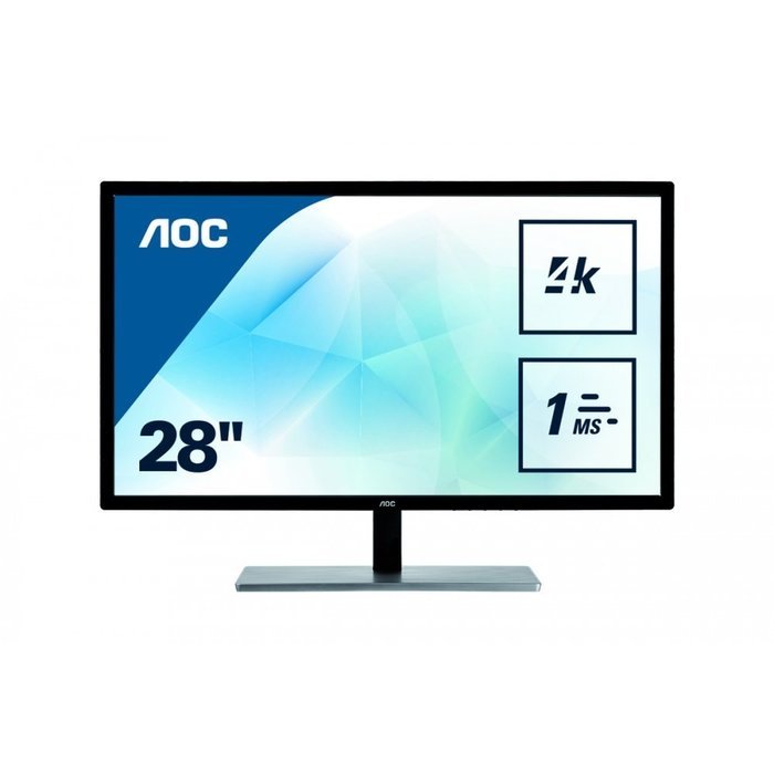 AOC U2879VF Featured 28'' 4K UHD 2160p LED-Backlit LCD Monitor, Black/Silver N2