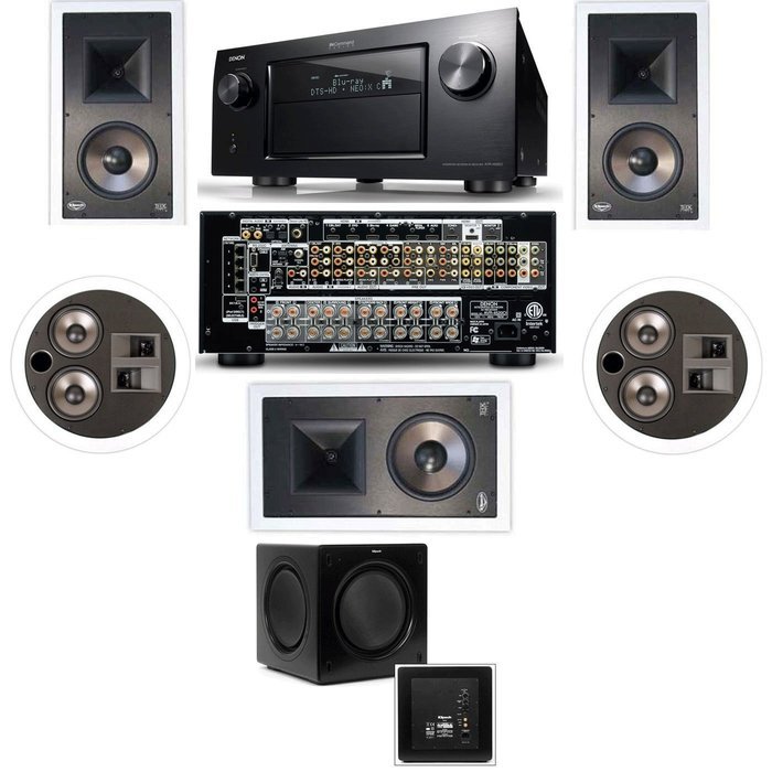 Klipsch KL-7800-THX 5.1 In-Wall-Rear Ceiling-SW-310-Denon AVR-4520CI A/V- White