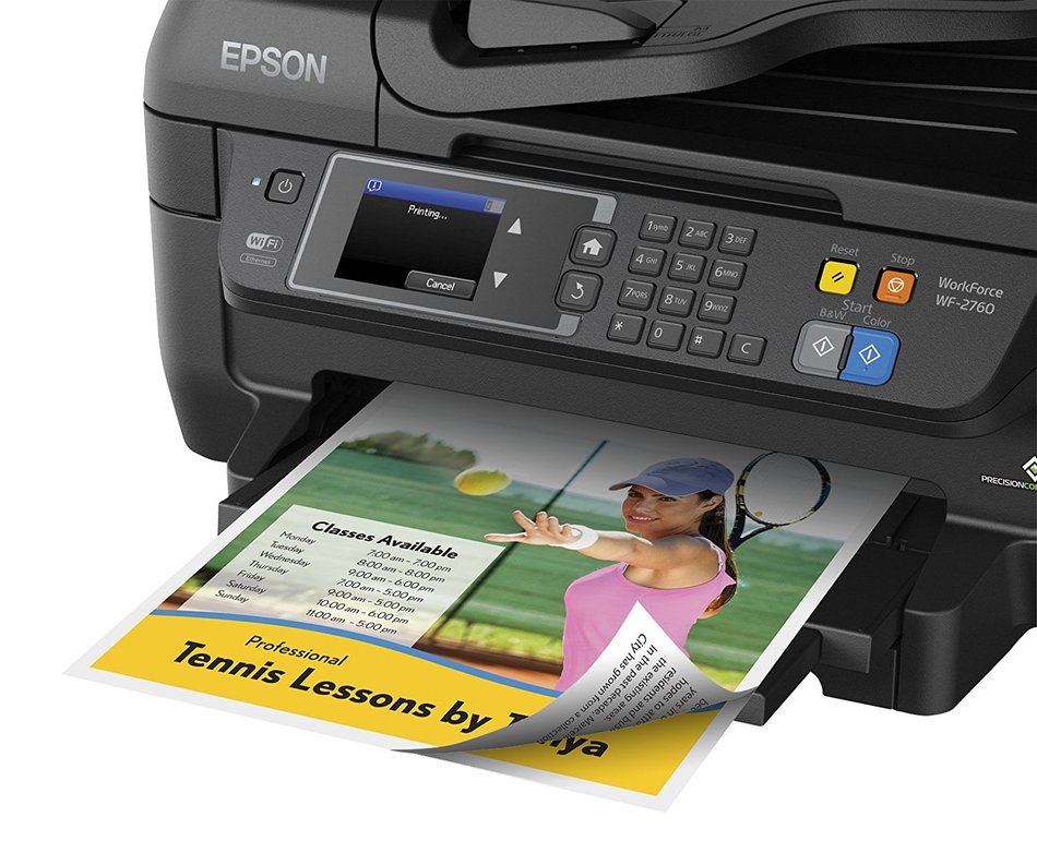 Epson WorkForce WF-2760 All-in-One Wireless Color Printer with Scanner, Copier, Fax, Ethernet, Wi-Fi Direct and... N4