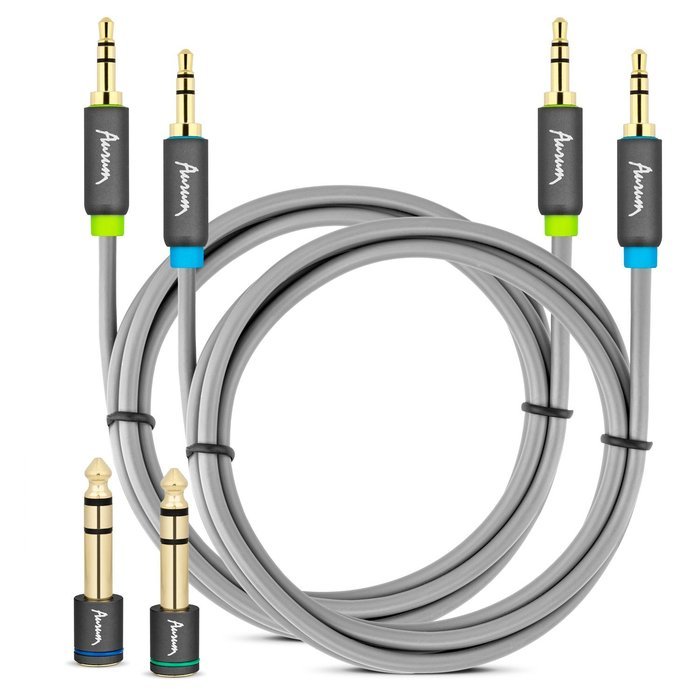 Aurum Cables Male to Male 3.5mm Universal 24K Gold Plated Auxiliary Audio Stereo Cable with 3 6.35mm Male to 3.5mm... N2