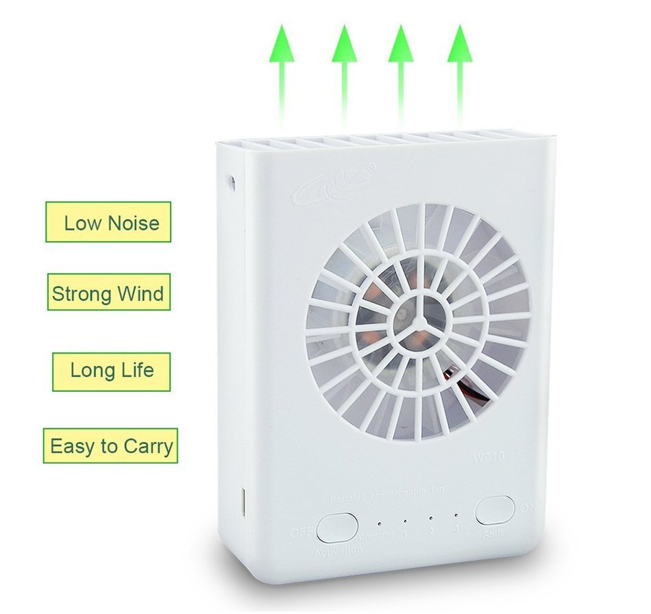 Deli 3 Speeds Portable Multi-functional Mini Rechargeable Fan Powered by 18650 Li-ion Battery (included) & USB...