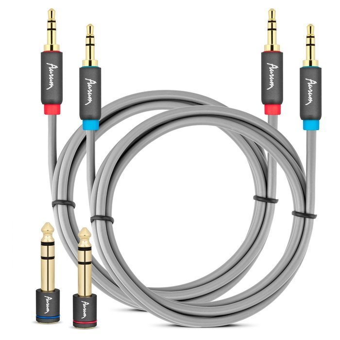 Aurum Cables Male to Male 3.5mm Universal 24K Gold Plated Auxiliary Audio Stereo Cable with 3 6.35mm Male to 3.5mm... N7