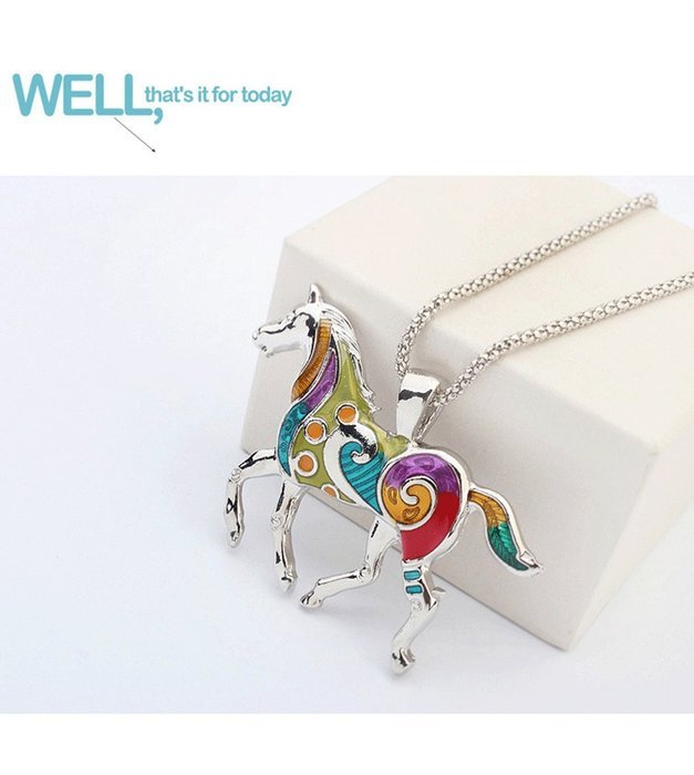 MENGDA Women Jewelry Oil Drip Rainbow Horse Pendant Necklace Earrings