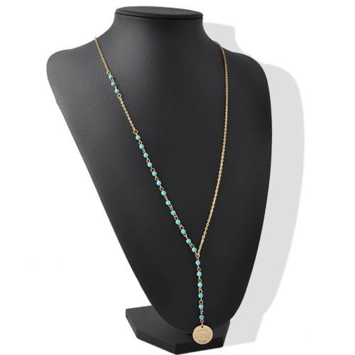 Women Stylish Gold Plated Geometry Pendant Charms Long Chain Necklace Jewelry