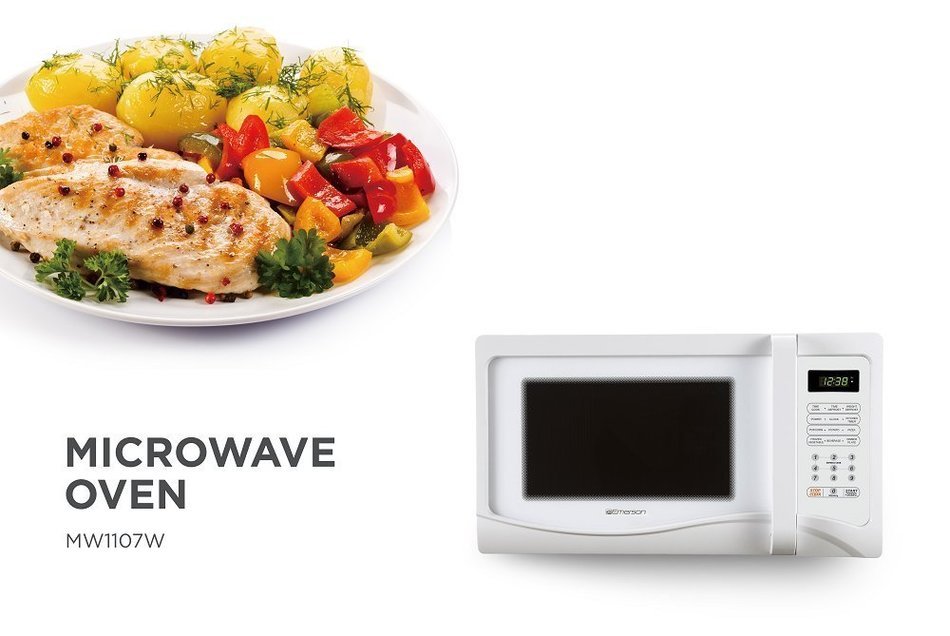 Emerson MW1107W, 1.1 CU. FT. 1000 Watt, Touch Control, White Microwave Oven N4