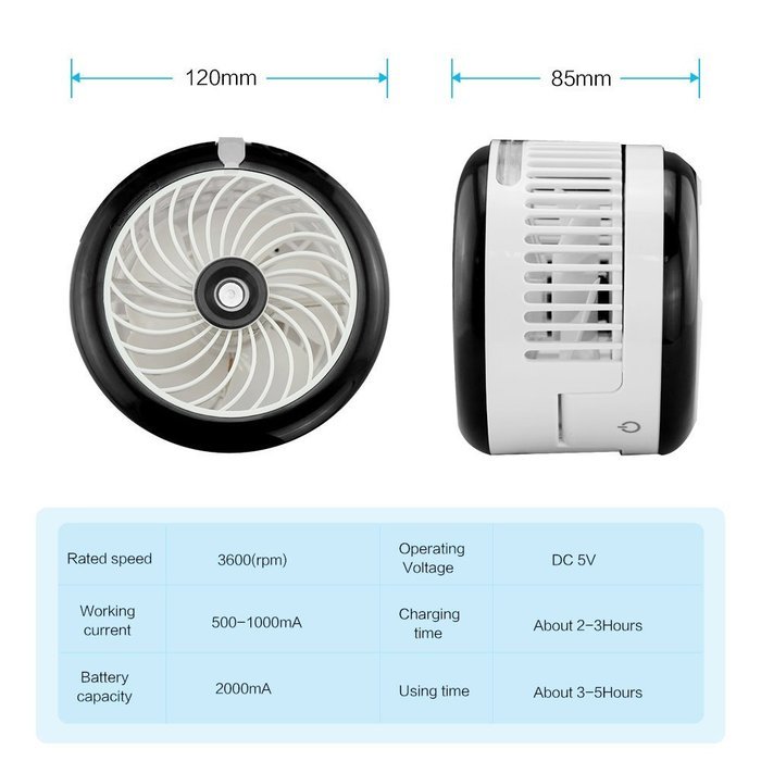 Topwell Humidifier Fan USB Mini Cooling Misting Fan Portable Water Spray Fan Rechargeable Humidifier Personal... N6