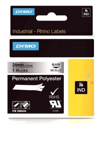 DYMO Rhino Permanent Adhesive Polyester Label Tape, 1-inch, 18-foot Cassette, Metallic (1805434) by DYMO