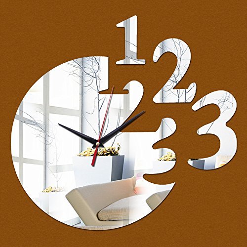 EverTrust(TM) new promotion home decor real diy mirrors acrylic wall clock quartz watch round digital modern design 3d N2