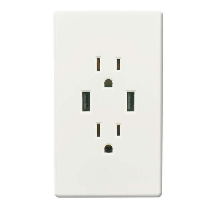 SeeWonder 2 AC Outlet Socket Wall Mount Surge Protector with Dual USB Charging Port Wall Charger 2.1A