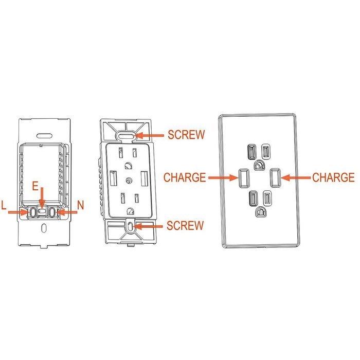 SeeWonder 2 AC Outlet Socket Wall Mount Surge Protector with Dual USB Charging Port Wall Charger 2.1A N2
