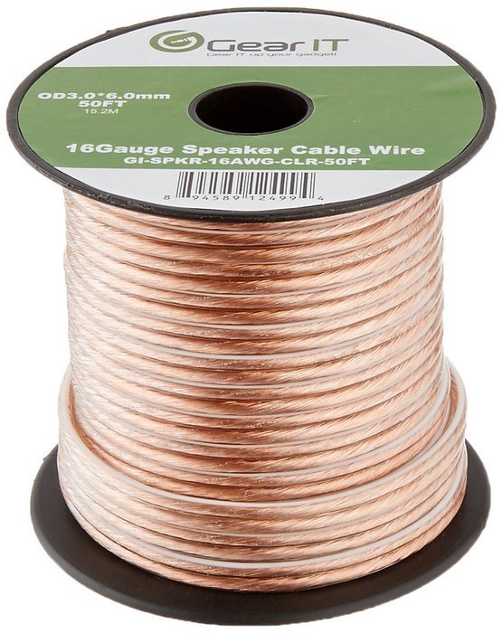 16AWG Gauge Speaker Wire, GearIT Pro Series 16 AWG Gauge Speaker Wire Cable (100 Feet / 30.48 Meters) Great Use... N7