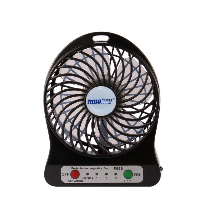 innobay 4-inch Personal Battery Operated Fan Rechargeable with LED Light, Quiet (Black)