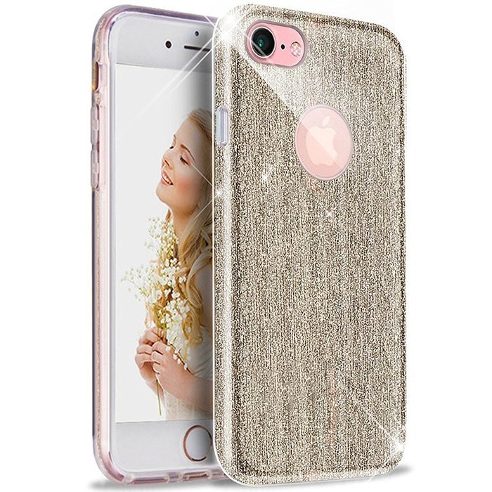 iPhone 7 Case,iPhone7 Case,ikasus Mini Love Heart Glitter Bling Crystal Rhinestone Diamonds Clear Rubber Golden... N28