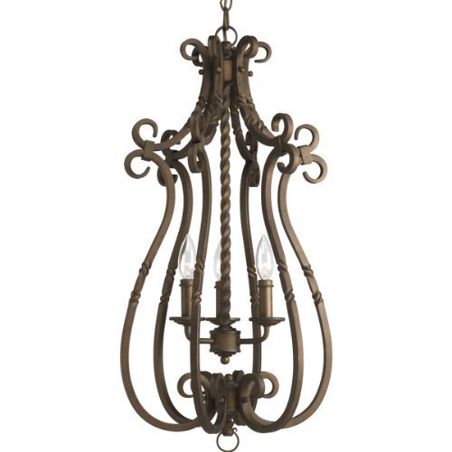 Progress Lighting P3840-102 3-Light Santiago Hall and Foyer Fixture, Roasted Java by Progress Lighting