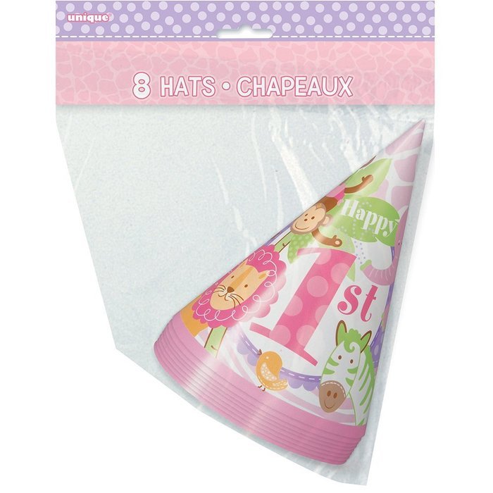 Pink Safari First Birthday Party Blowers, 8ct N33