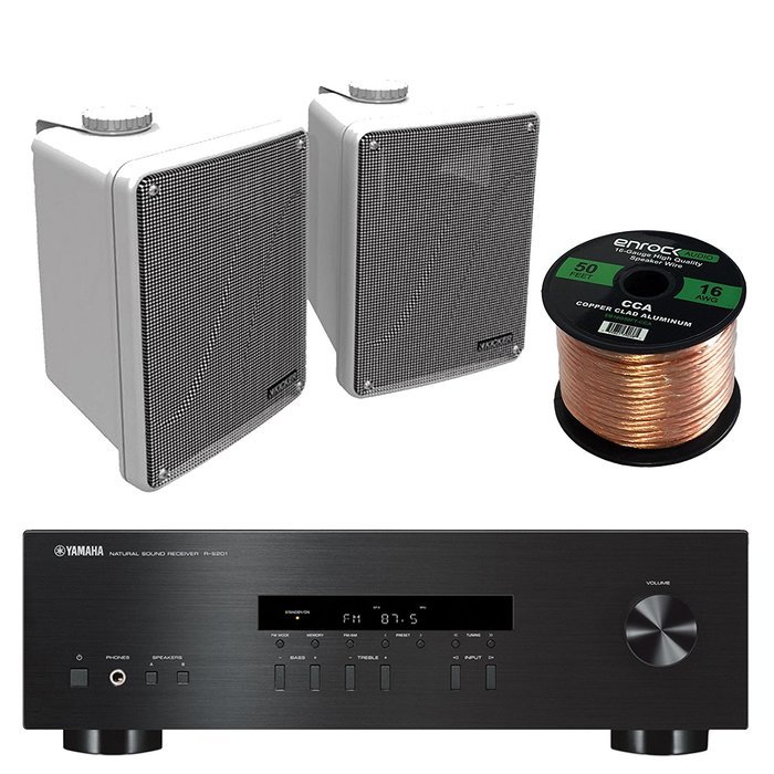 Yamaha R-S201BL 2-Channel 200-Watt Home Audio AM/FM Radio Stereo Receiver Amplifier Bundle Combo With 4x Kicker... N2