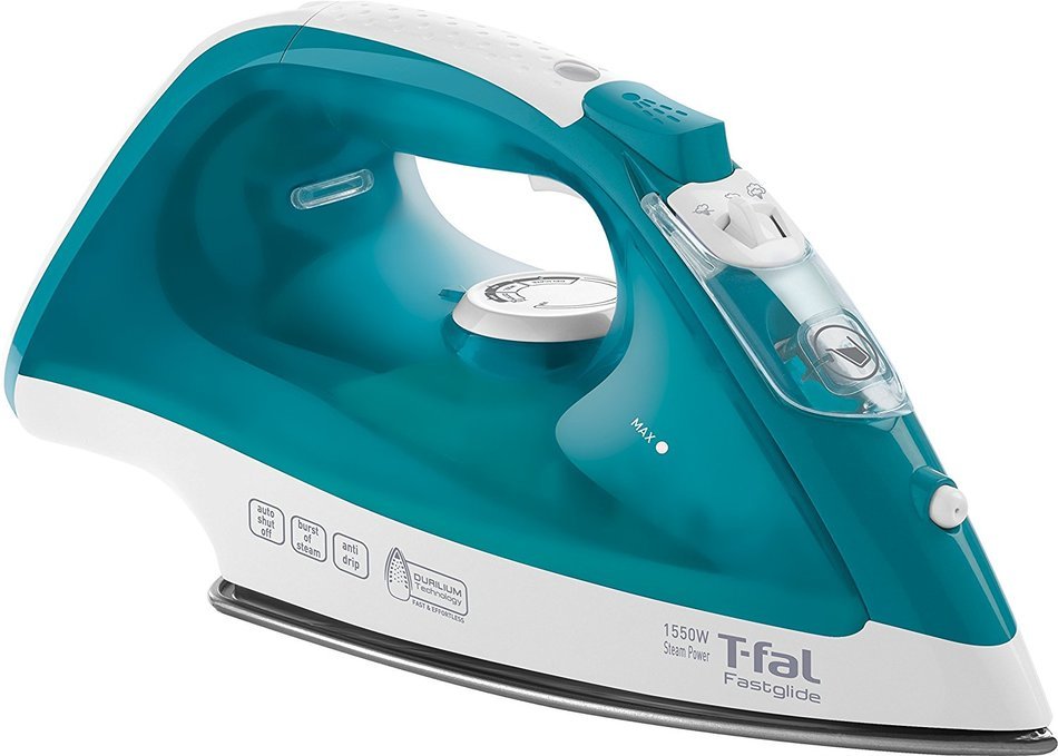 T-fal FV1565U0 Fastglide Non-Stick and Scratch Resistant Durilium Ceramic Soleplate Steam Iron with Anti-Drip...